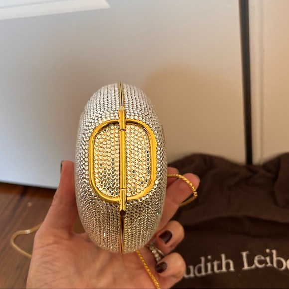 Judith Lieber Swarovski crystal gold heart Minaudiere evening bag - Picture 4 of 10